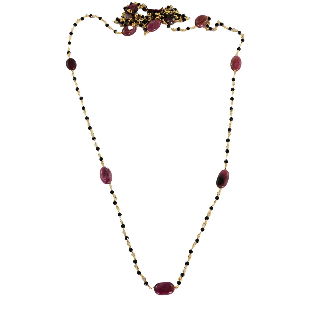 Euro gold and tourmaline and spinel necklace  A180