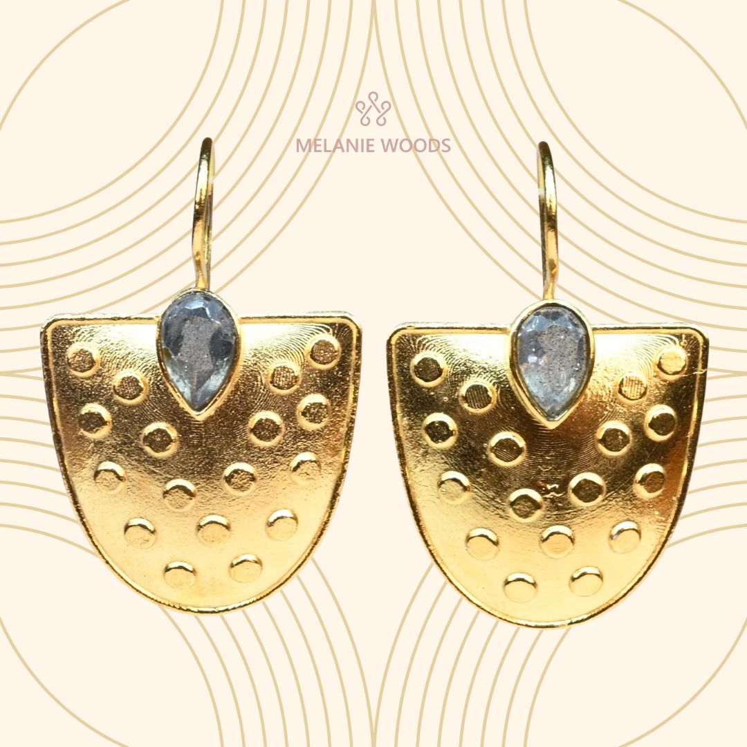 Euro Gold Gemstone Earrings- A221