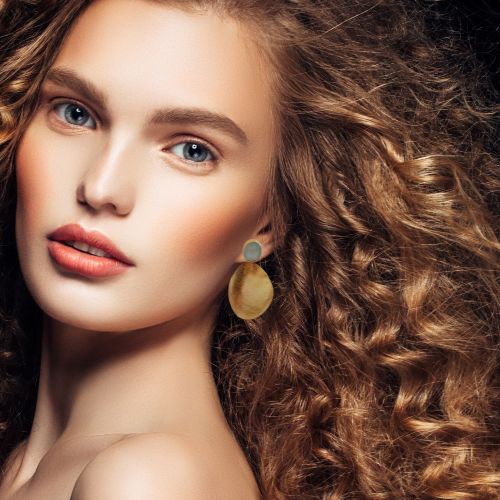 Euro Gold golden egg and gem Earrings- A341