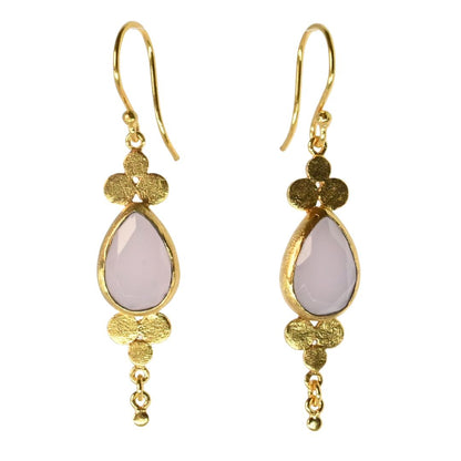 Euro Gold Gemstone Drop Earrings-A264