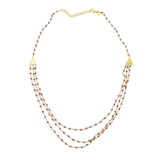 Euro gold triple gem necklaces with many gem varieties A26