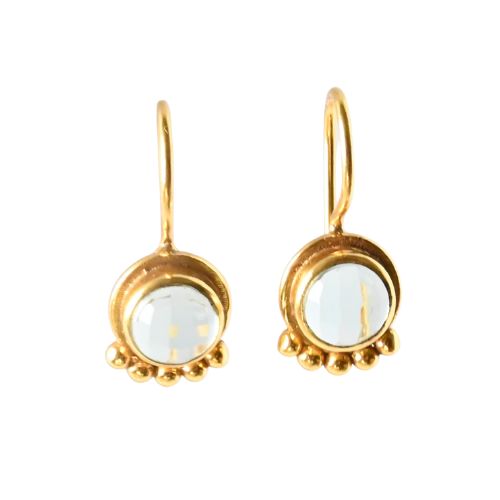 Euro Gold Gemstone Stud Earrings- A225a