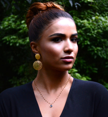 Euro Gold Double Jali Stud Earrings B35