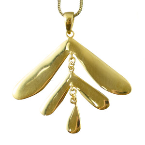 3 Tier Wing Pendant Gold Plated Brass