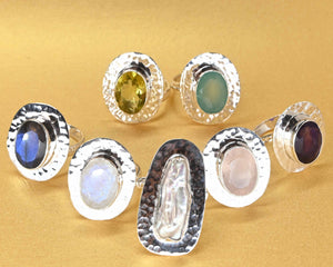 Gemstone Rings Lux hammer finish Lux