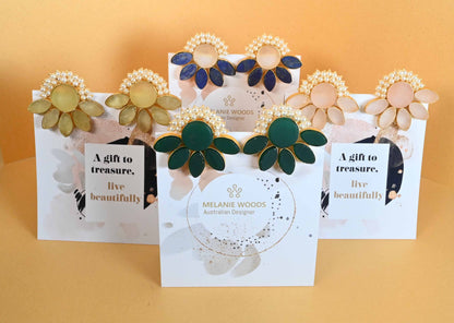 Diva Gold  Earrings Gems and Pearls 4 Colourway's