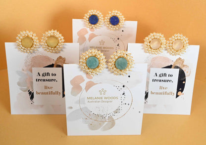 Diva Gold  Earrings Gems and Pearls- 4 Colorway's