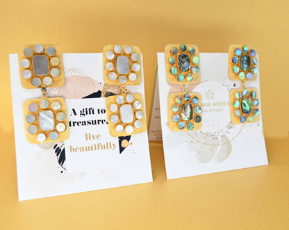 Diva Gold  Earrings Shell. 2 colourway's