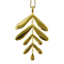 5 Tier Wing Pendant Gold Plated Brass