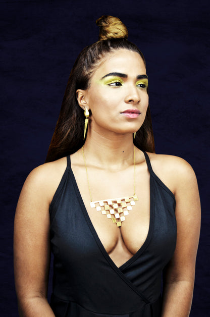 Euro Gold Stud Triangle Drop Earrings B31