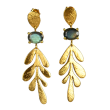 Euro Gold Leaf Earrings- Assorted Gemstones A12