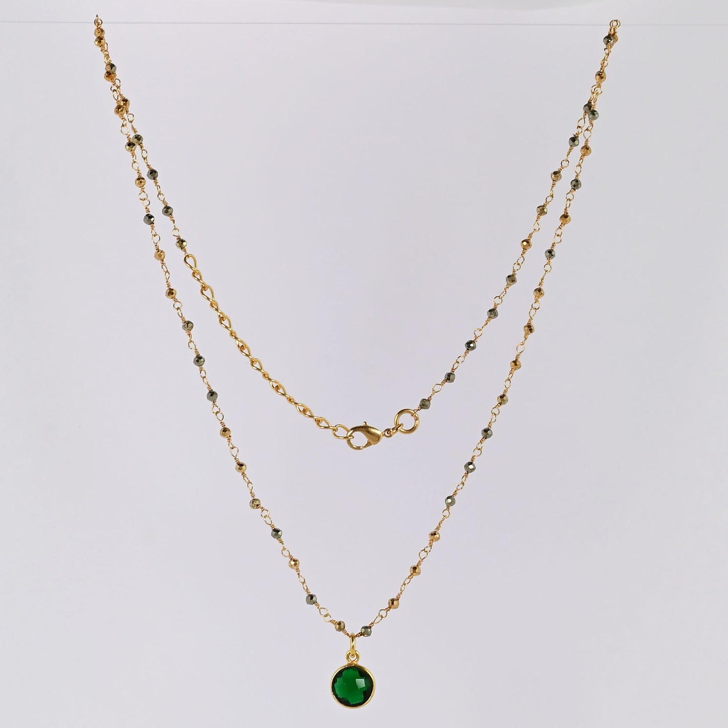 Euro Gold  Assorted Gemstones 45 cm plus 5 cm extender chain Necklace A1.