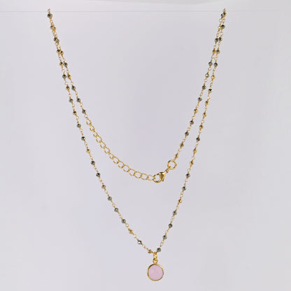 Euro Gold  Assorted Gemstones 45 cm plus 5 cm extender chain Necklace A1.