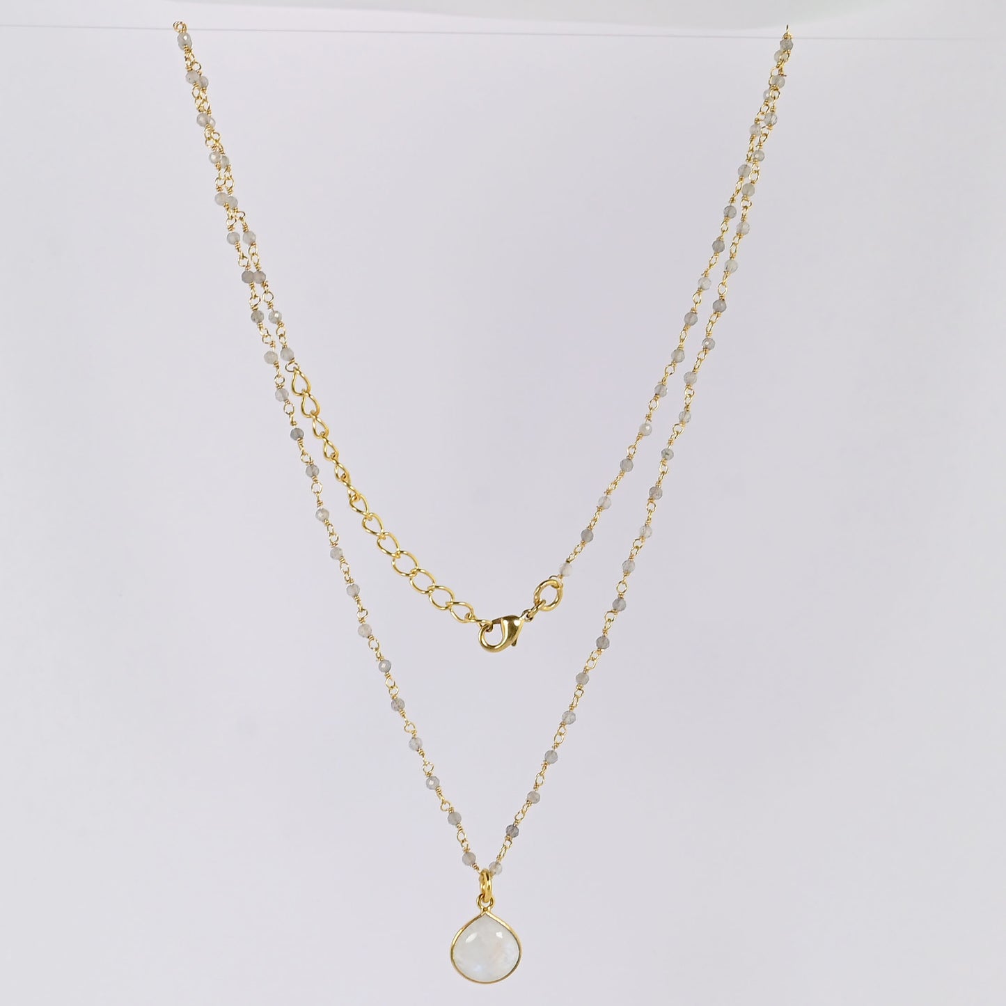 Euro Gold  Assorted Gemstones 45 cm plus 5 cm extender chain Necklace A1.