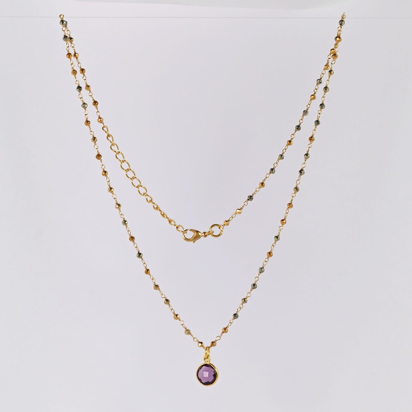 Euro Gold  Assorted Gemstones 45 cm plus 5 cm extender chain Necklace A1.