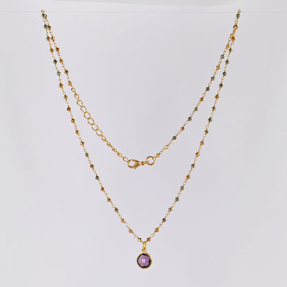 Euro Gold  Assorted Gemstones 45 cm plus 5 cm extender chain Necklace A1.
