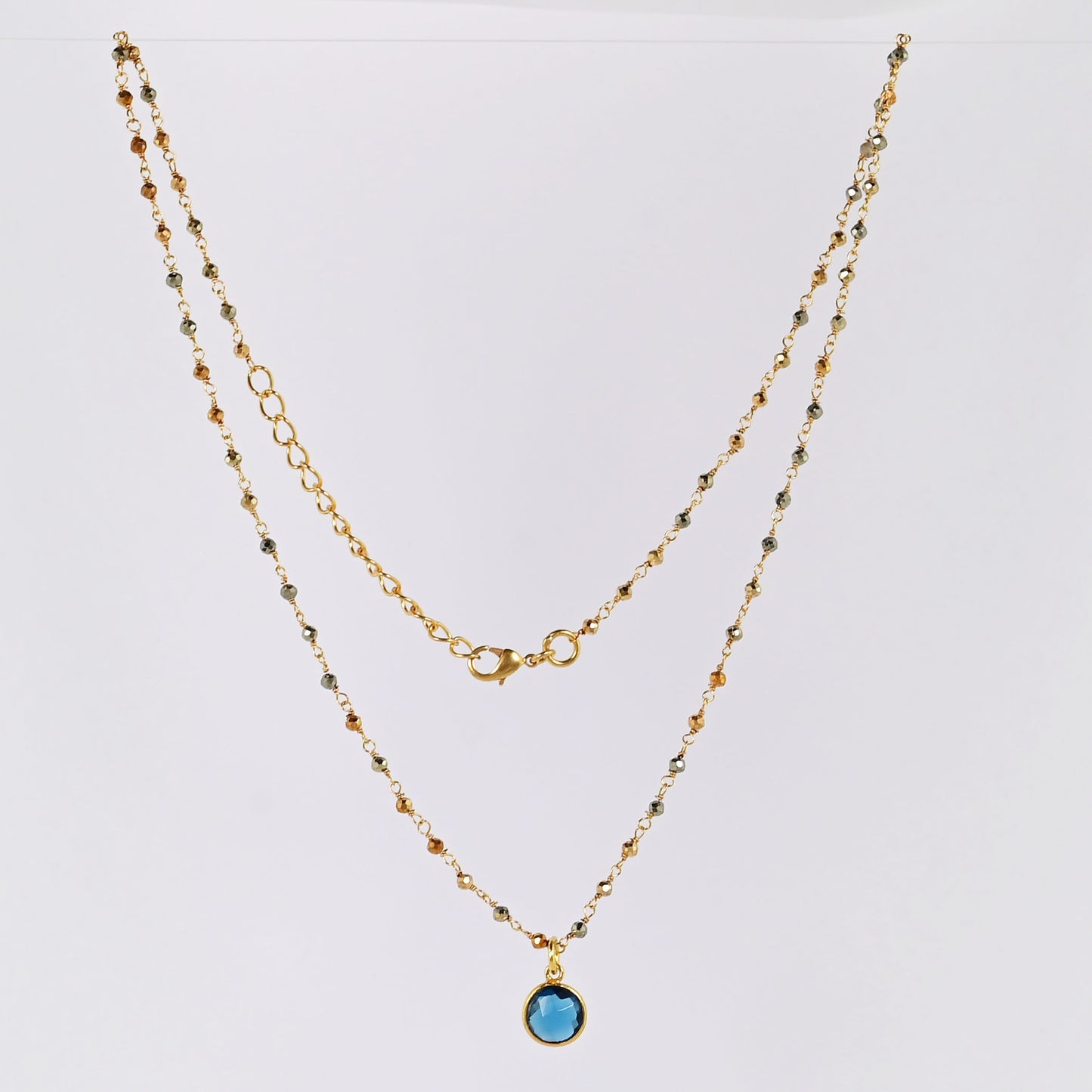 Euro Gold  Assorted Gemstones 45 cm plus 5 cm extender chain Necklace A1.