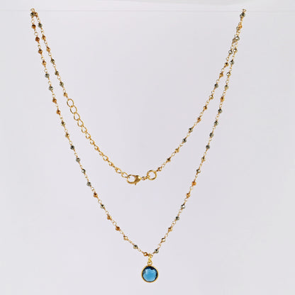 Euro Gold  Assorted Gemstones 45 cm plus 5 cm extender chain Necklace A1.
