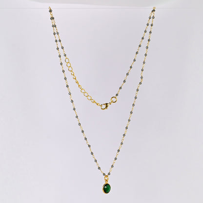 Euro Gold  Assorted Gemstones 45 cm plus 5 cm extender chain Necklace A1.