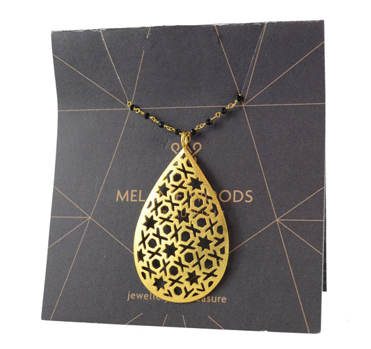Euro Gold Jali Drop Necklace A5a 60cm