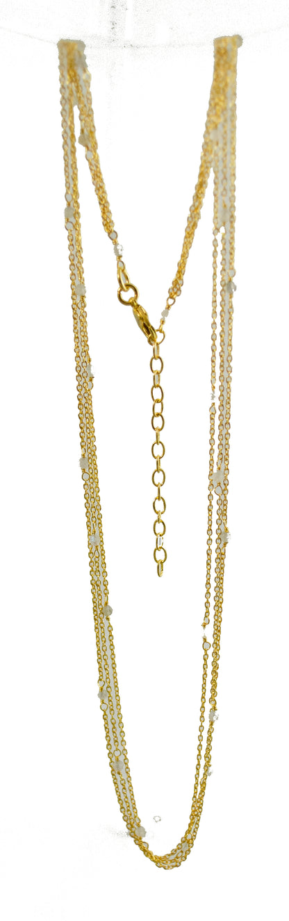 3mm Gemstones on  gold 45 cm Chain Necklace A50