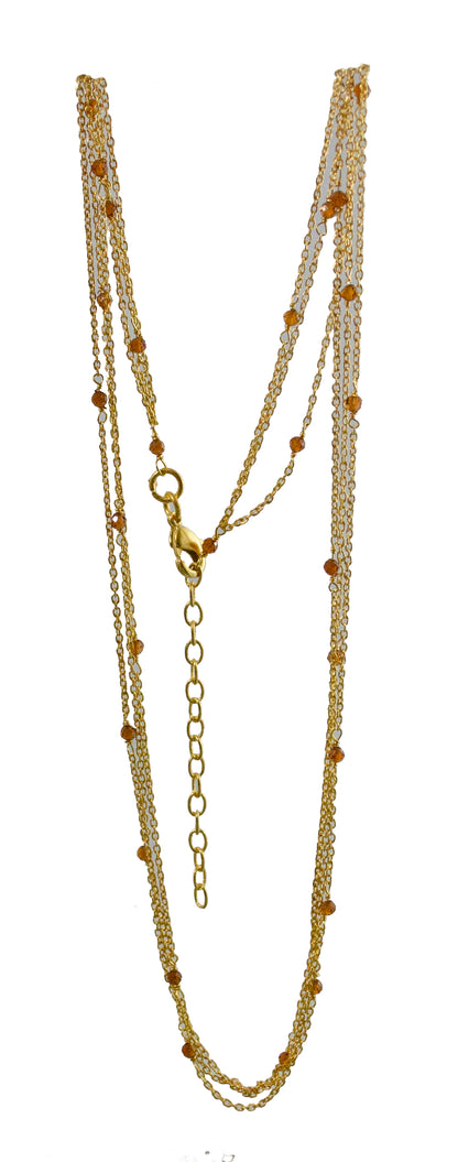 3mm Gemstones on  gold 45 cm Chain Necklace A50