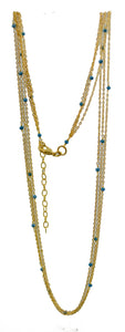 3mm Gemstones on 3 gold 45 cm Chain Necklace A50