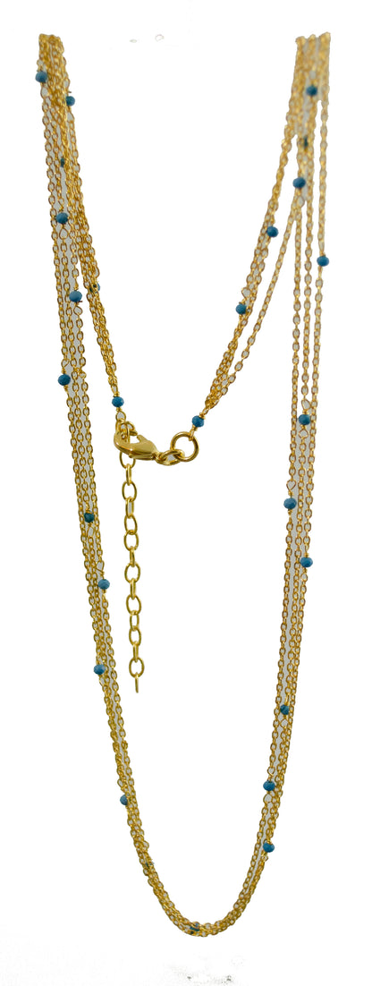 3mm Gemstones on  gold 45 cm Chain Necklace A50