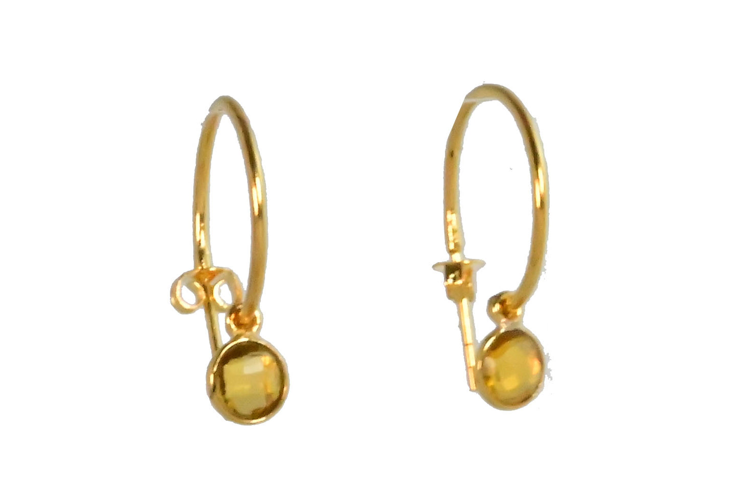 Euro Gold Gem Hoop Earrings A9B multi gems available