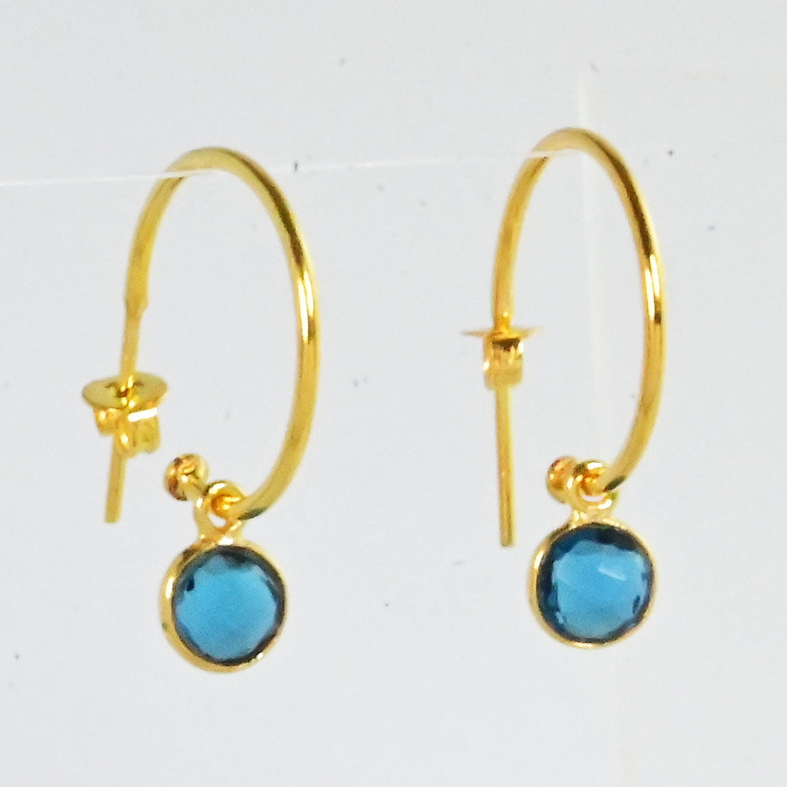 Euro Gold Gem Hoop Earrings A9B multi gems available