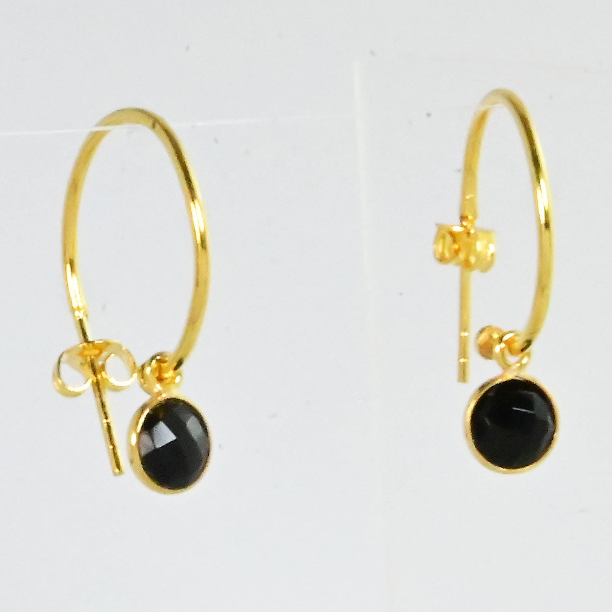 Euro Gold Gem Hoop Earrings A9B multi gems available