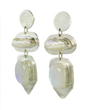 Moonstone  and Biwa Pearl Earrings Lux matte finish. AIEMN2.89.