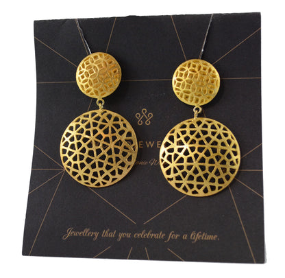 Euro Gold Double Jali Stud Earrings B35
