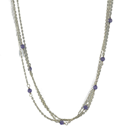 3mm Gemstones on  gold 45 cm Chain Necklace A50