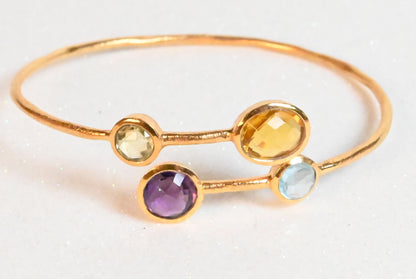 Euro Gold cuff bangle with gems- A22a assorted alternative colours