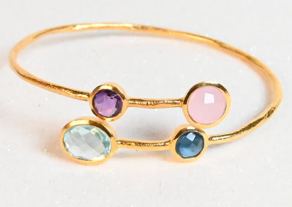 Euro Gold cuff bangle with gems- A22a assorted alternative colours