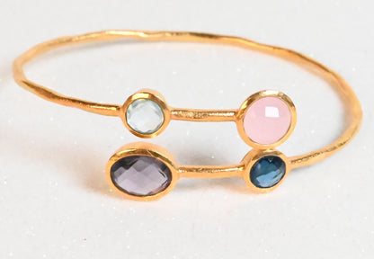 Euro Gold cuff bangle with gems- A22a assorted alternative colours