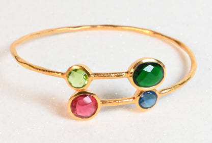 Euro Gold cuff bangle with gems- A22a assorted alternative colours
