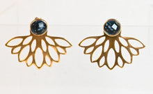 Euro Gold Lotus Earrings- Assorted Gemstones A10b