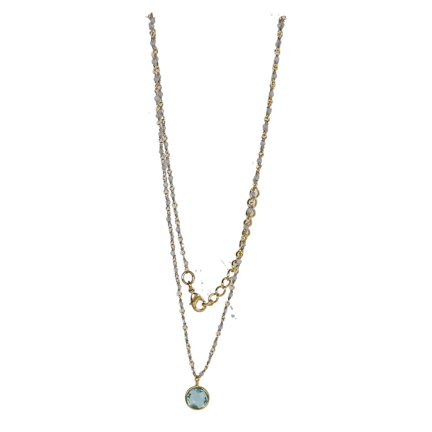 Euro Gold  Assorted Gemstones 45 cm plus 5 cm extender chain Necklace A1.