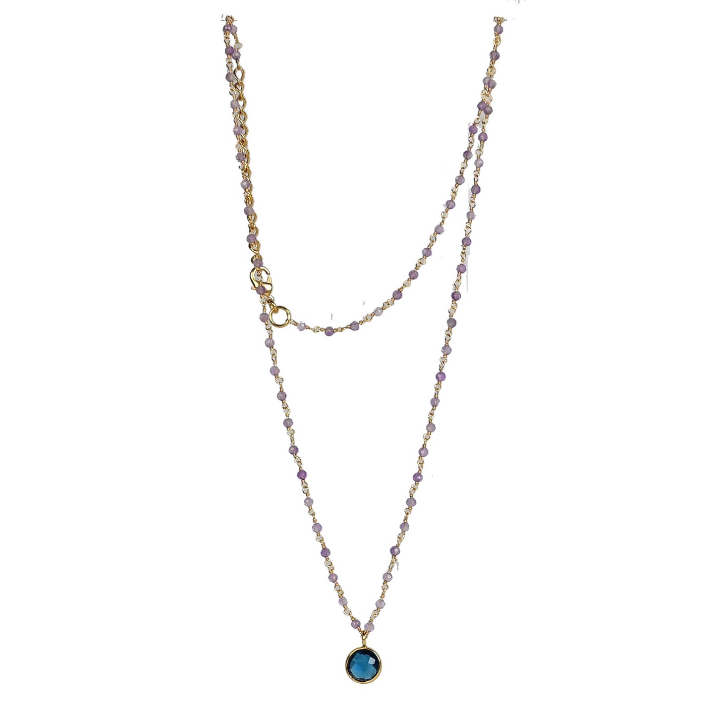 Euro Gold  Assorted Gemstones 45 cm plus 5 cm extender chain Necklace A1.