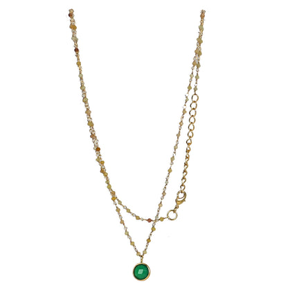 Euro Gold  Assorted Gemstones 45 cm plus 5 cm extender chain Necklace A1.