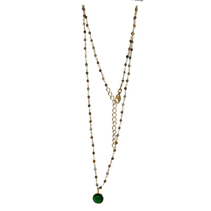 Euro Gold  Assorted Gemstones 45 cm plus 5 cm extender chain Necklace A1.