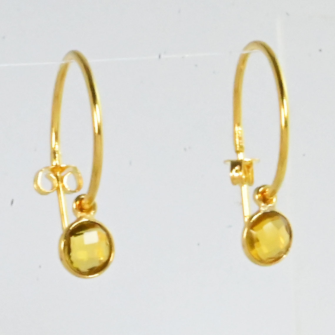 Euro Gold Gem Hoop Earrings A9B multi gems available