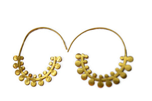 Euro Gold Fern Hoop Earrings B39