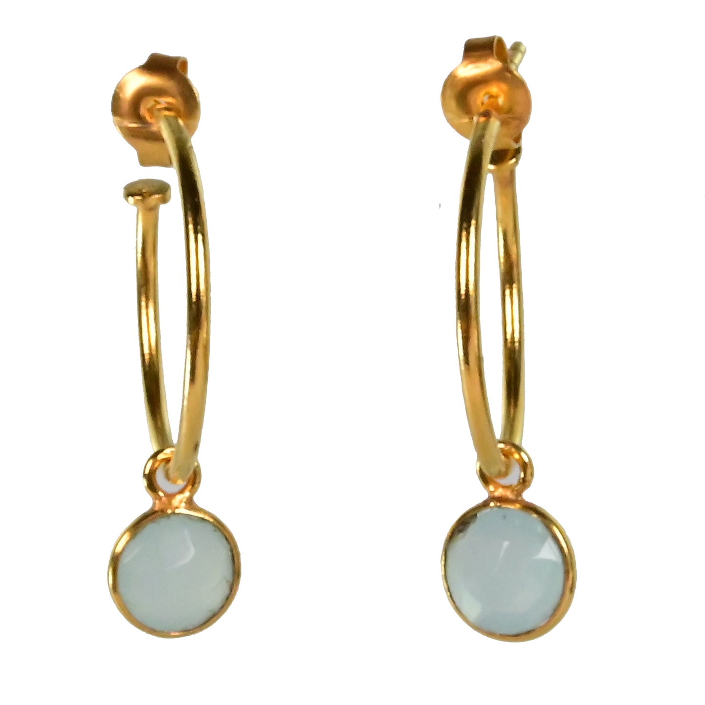 Euro Gold Gem Hoop Earrings A9B multi gems available