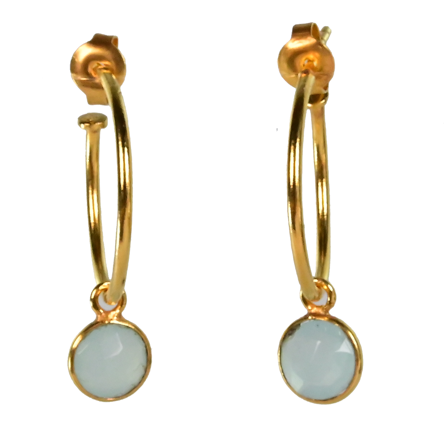 Euro Gold Gem Hoop Earrings A9B multi gems available