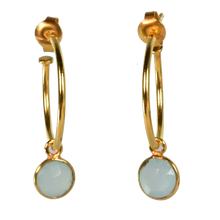 Euro Gold Gem Hoop Earrings A9B multi gems available