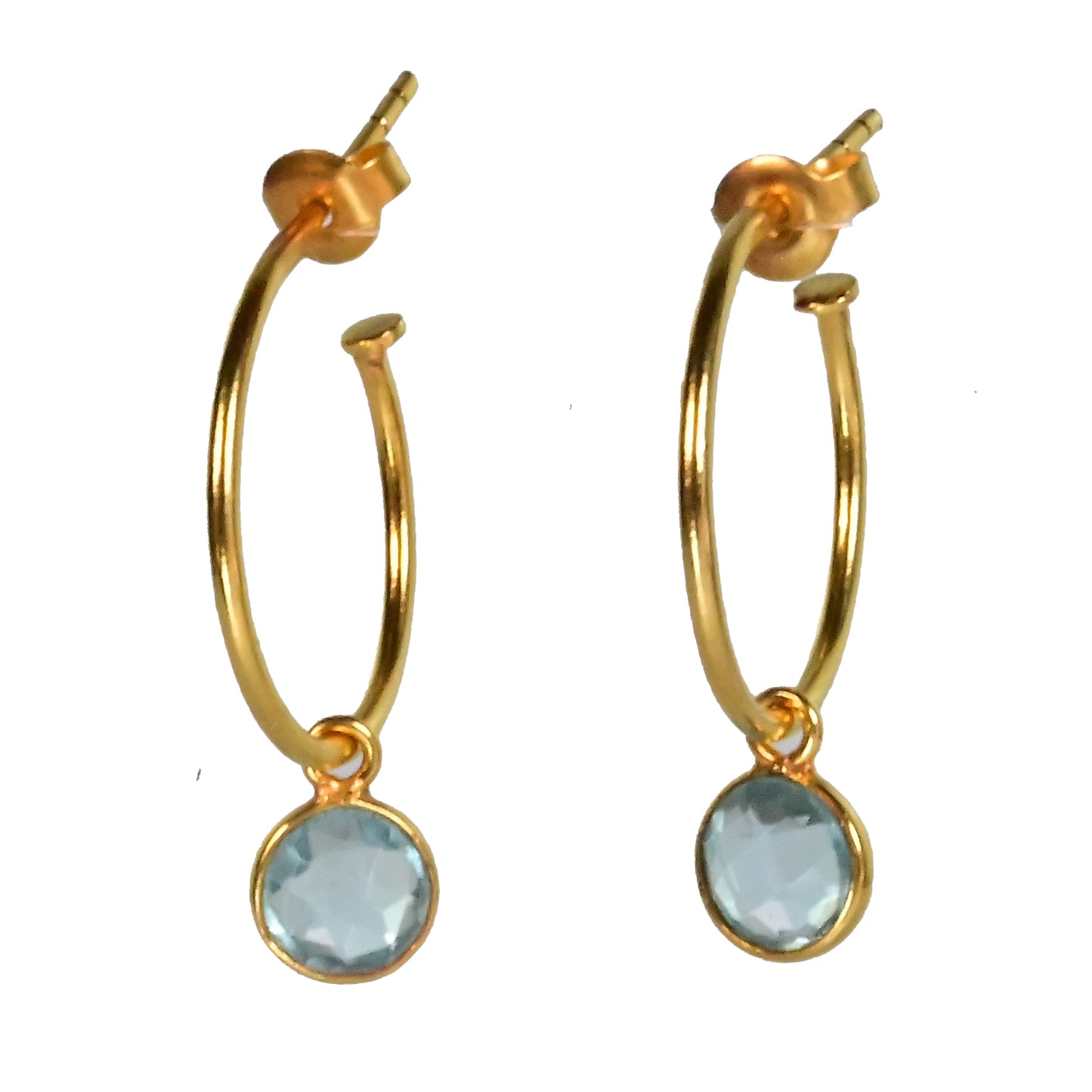 Euro Gold Gem Hoop Earrings A9B multi gems available