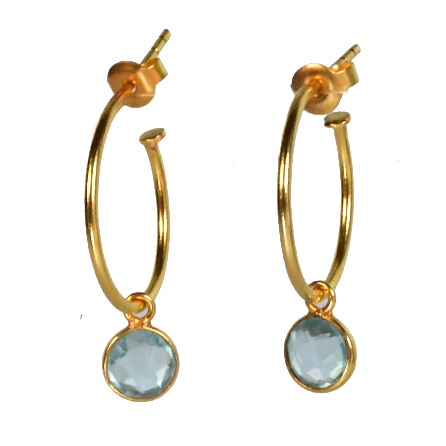 Euro Gold Gem Hoop Earrings A9B multi gems available